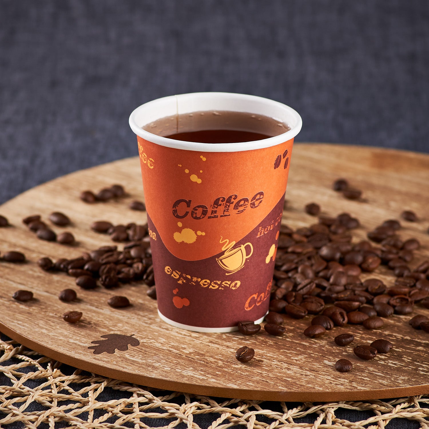 8oz Paper Hot Cups (80mm), Coffee Print - 1,000 pcs