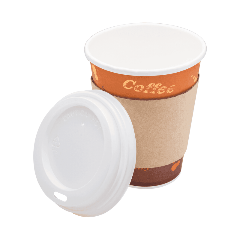 Choice 8 oz. Tall Cafe Print Poly Paper Hot Cup - 1000/Case