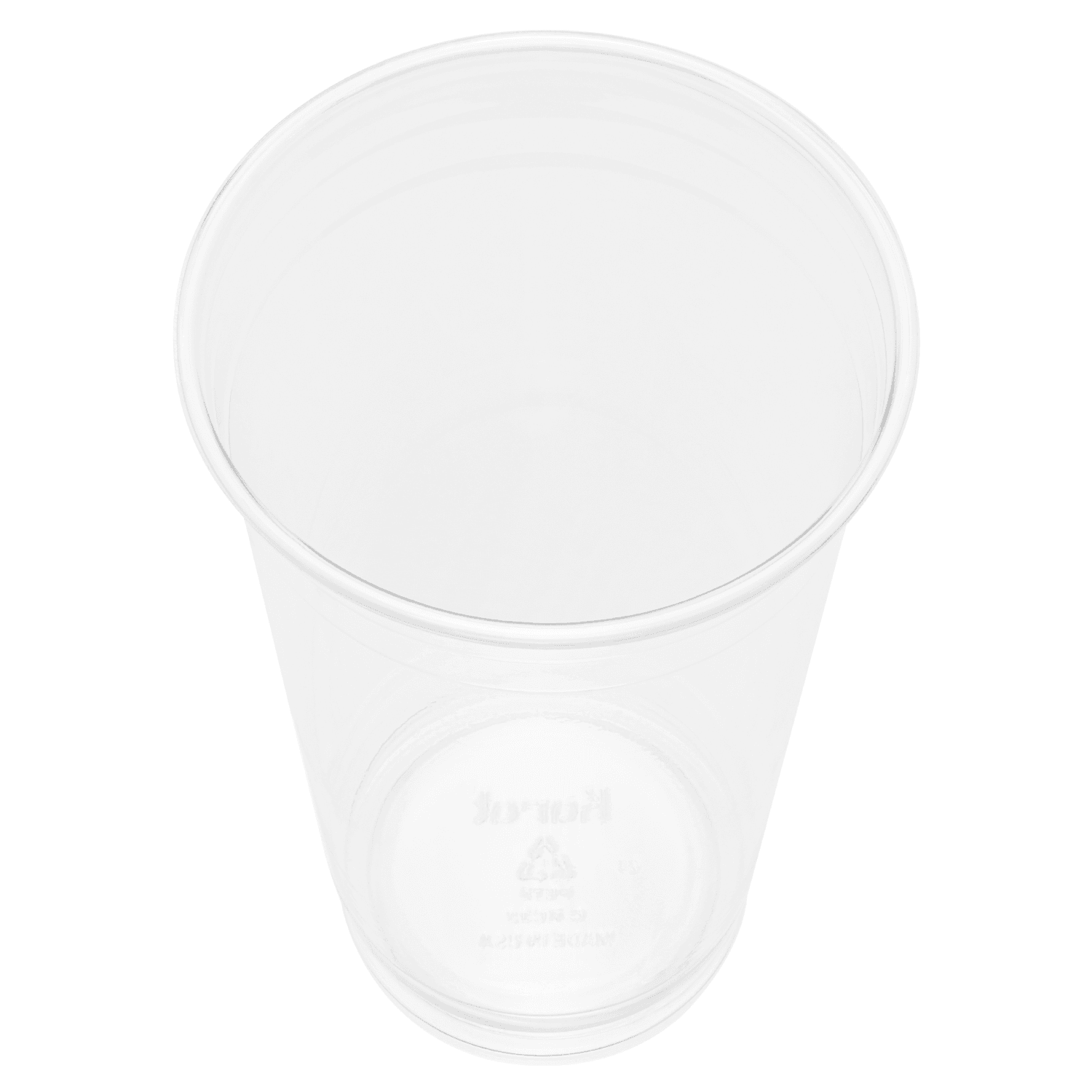 Clear Karat 32oz PET Plastic Cold Cup inside of cup from top view