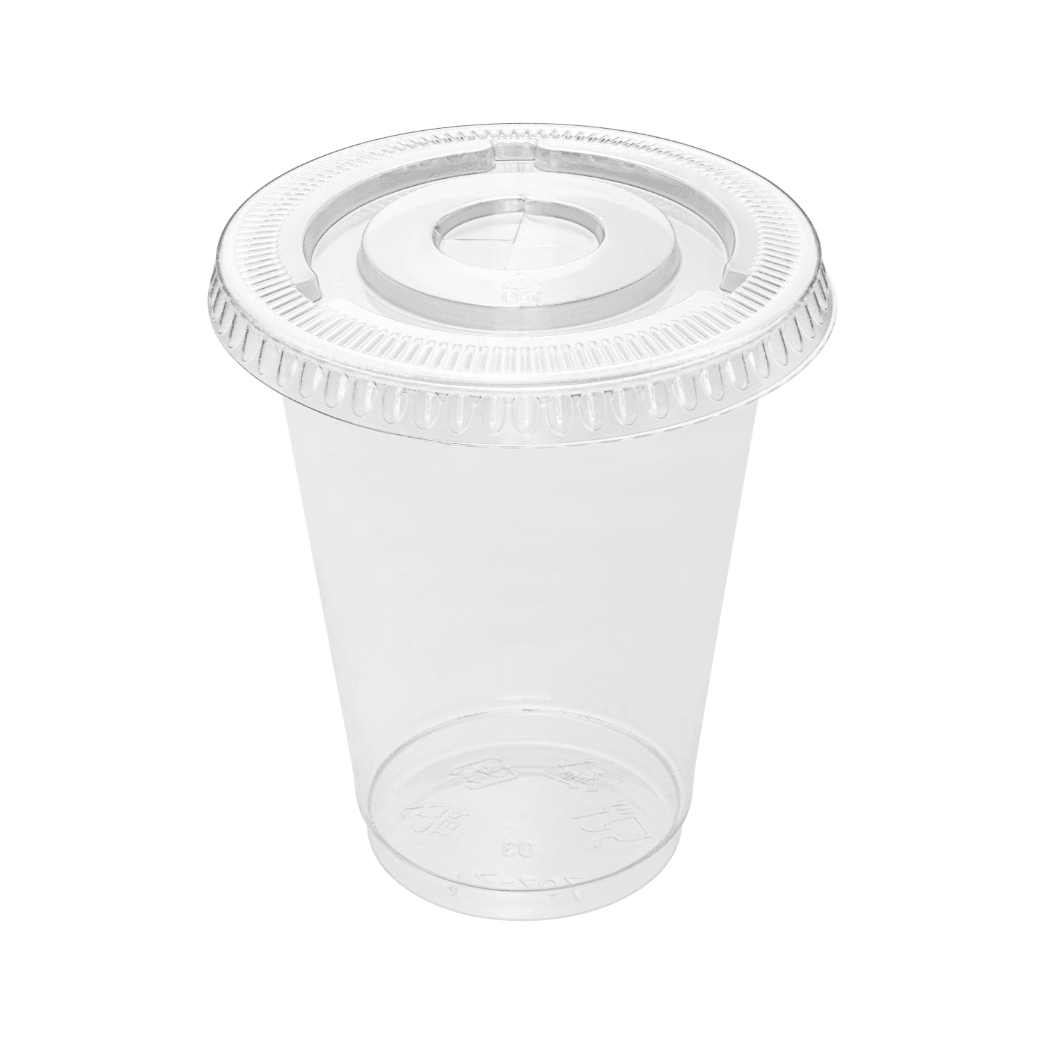 Karat PET Clear Flat Lid for 7oz PET Cup on matching cup