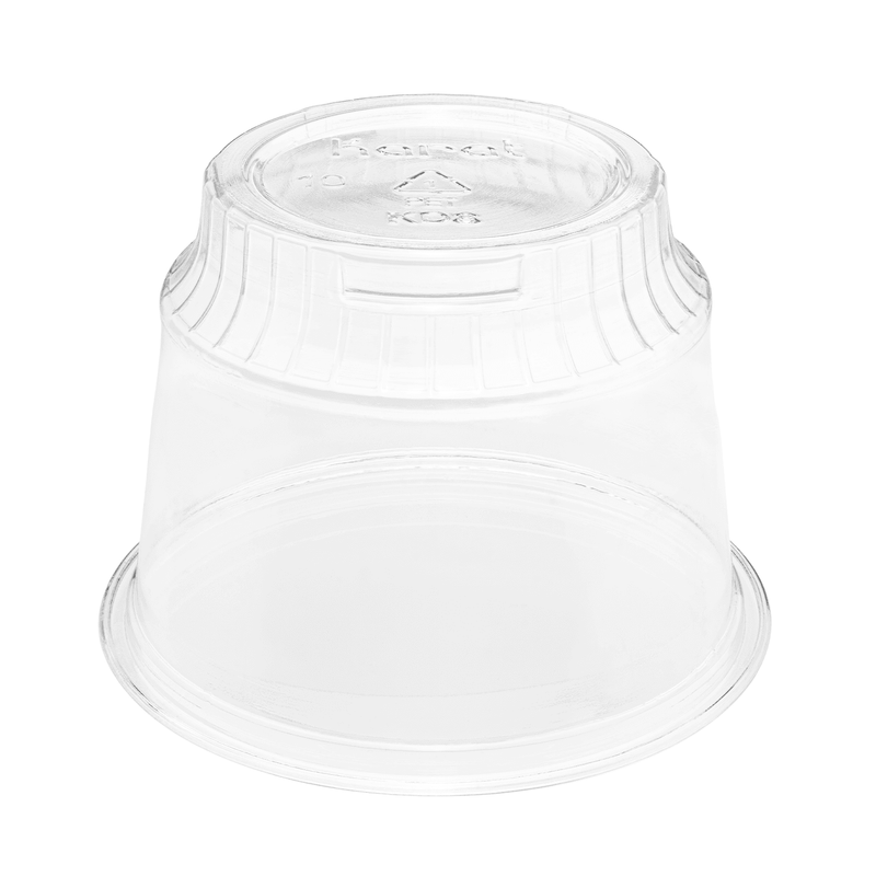 Clear Karat 8oz PET Plastic Dessert Cup upside down