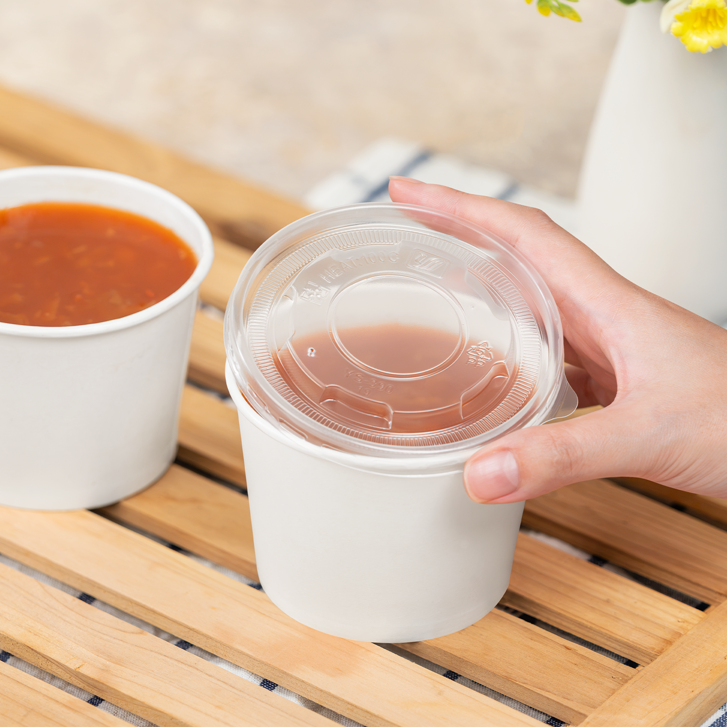 [1,000 ct] 12 oz Food Container Lids | PP | 100 mm