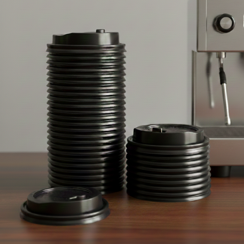 [1,000 ct] 10-24 oz Paper Coffee Cup Lids | 90 mm | Black | Flip-Top