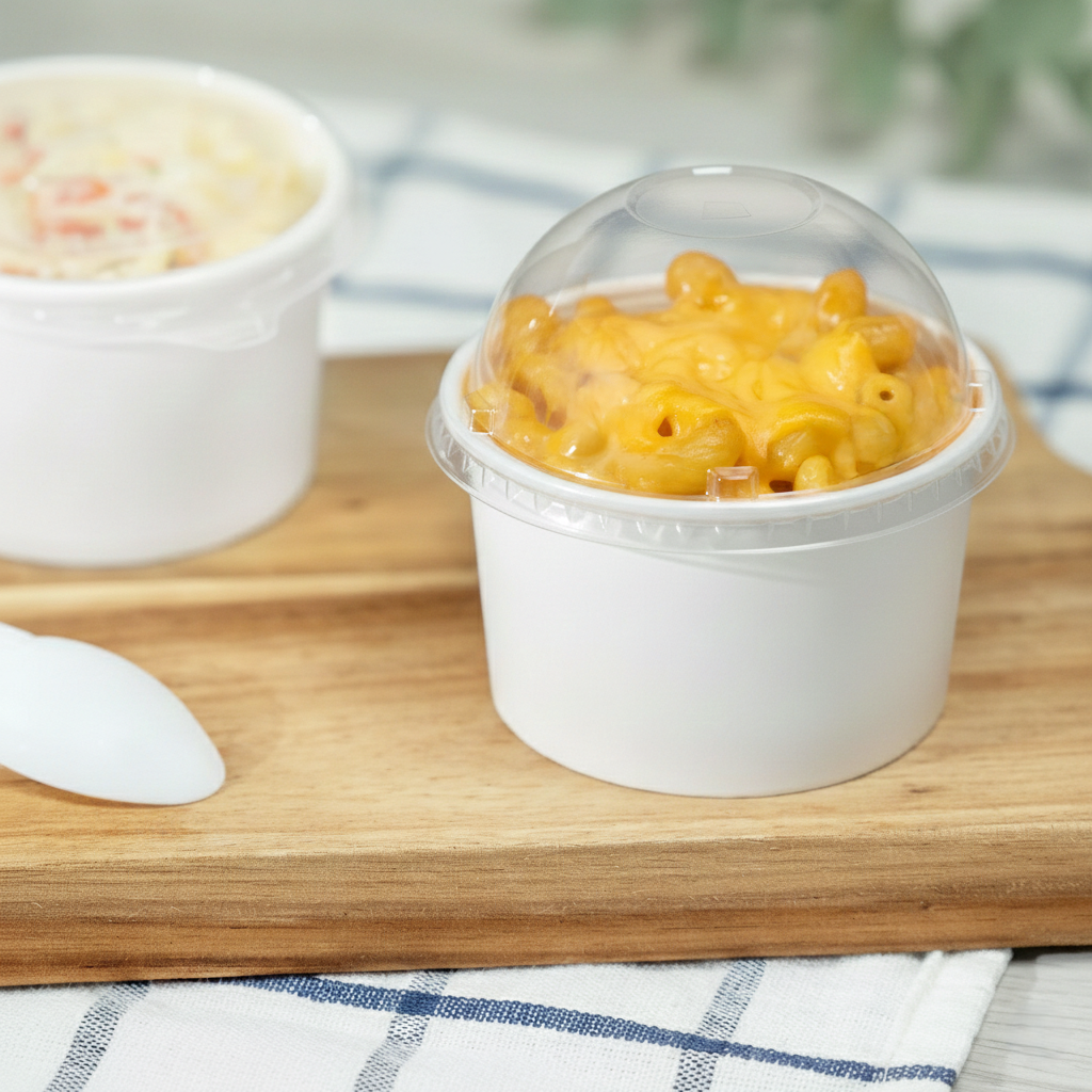 [1,000 ct] 5 oz Food Container Dome Lids | PET | 87 mm