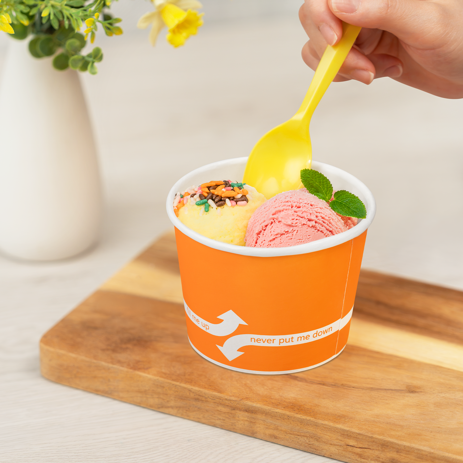 [1,000 ct] 12 oz Paper Food Containers | 100 mm | Orange
