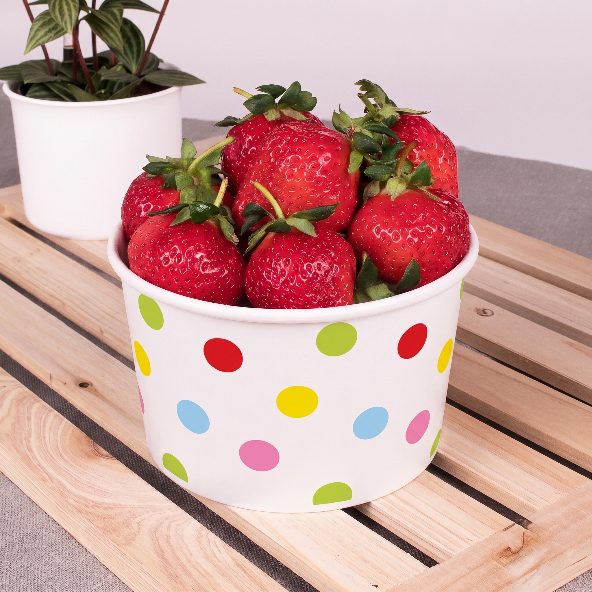 [1,000 ct] 16 oz Paper Food Containers | 112 mm | Dots Print