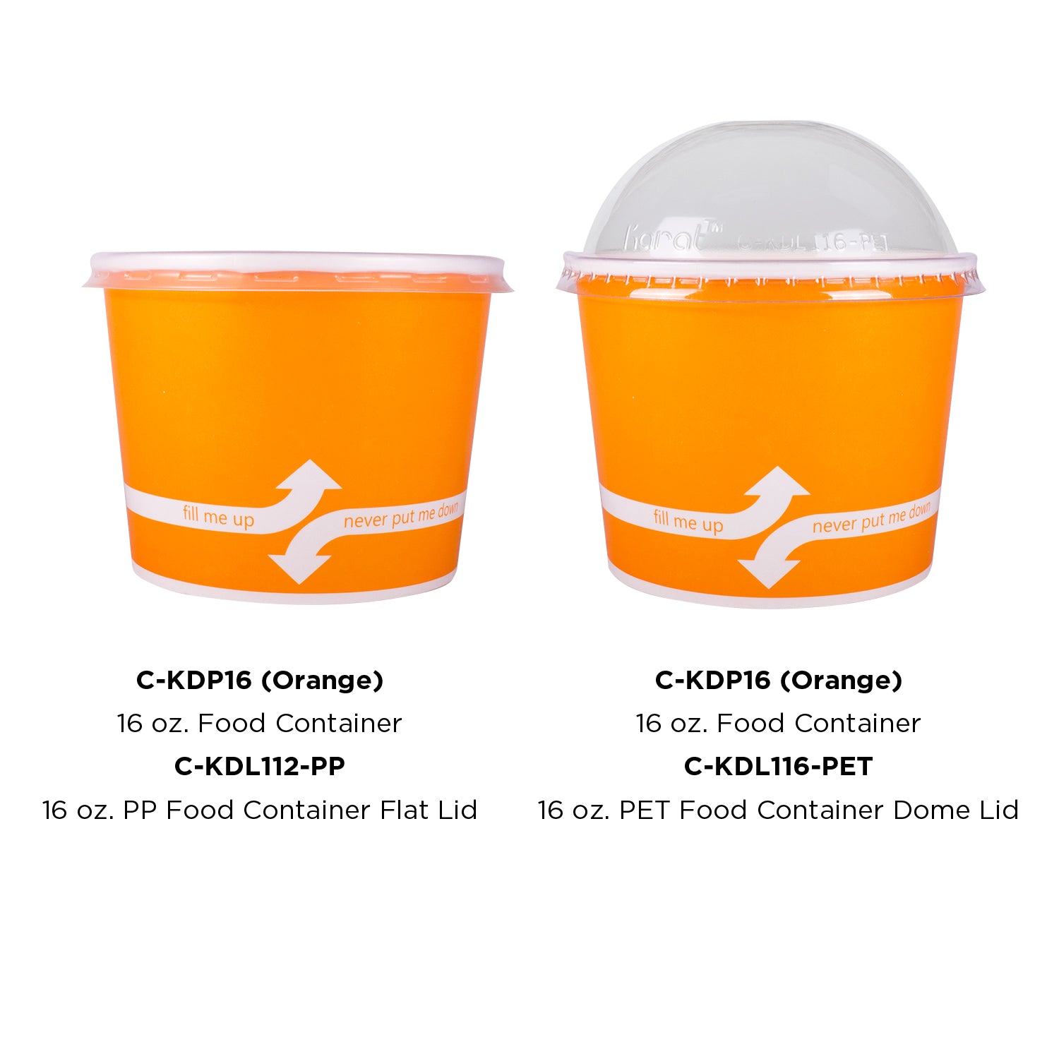 Karat 16oz Food Containers (112mm), Orange -1,000 pcs