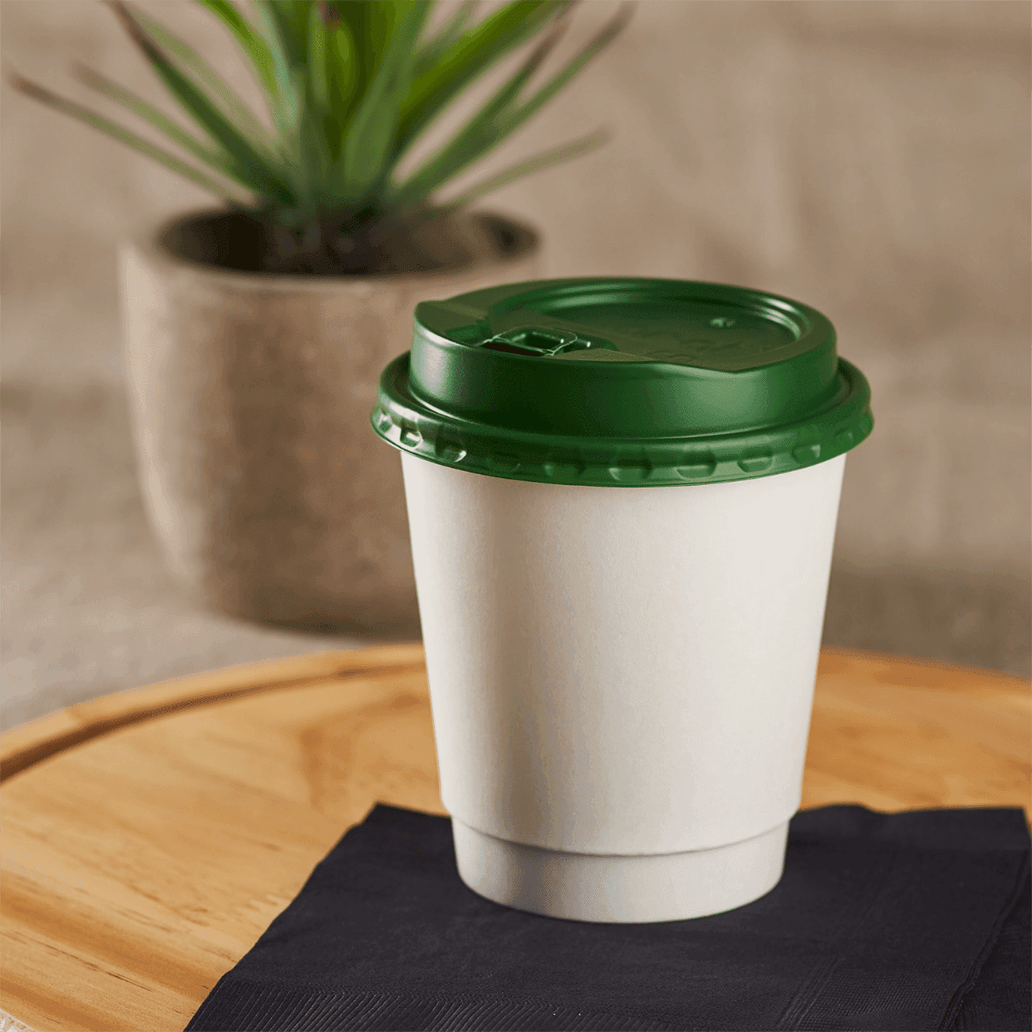 White Karat 10oz Insulated Paper Hot Cup with green lid
