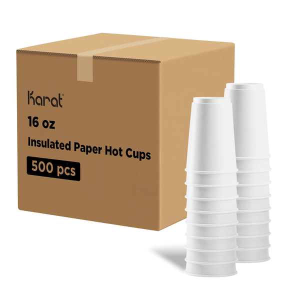 KARAT 12 OZ, WHITE PAPER INSULATED DOUBLE WALL HOT CUP (500)