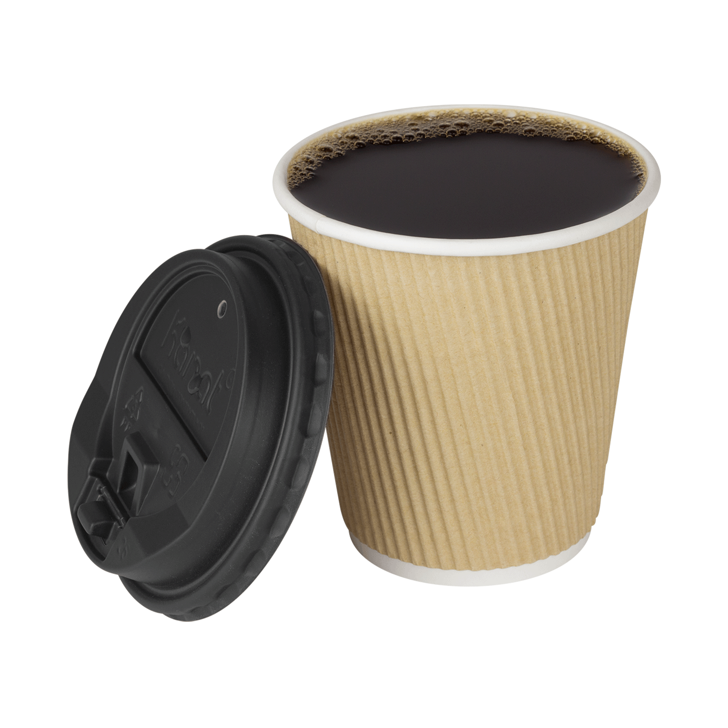 10oz Ripple Paper Hot Cups (90mm), Kraft - 500 pcs