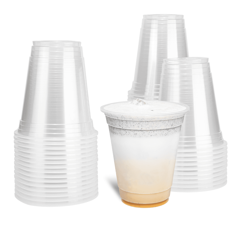 Karat 12oz PP Plastic U-Rim Cold Cups stacked