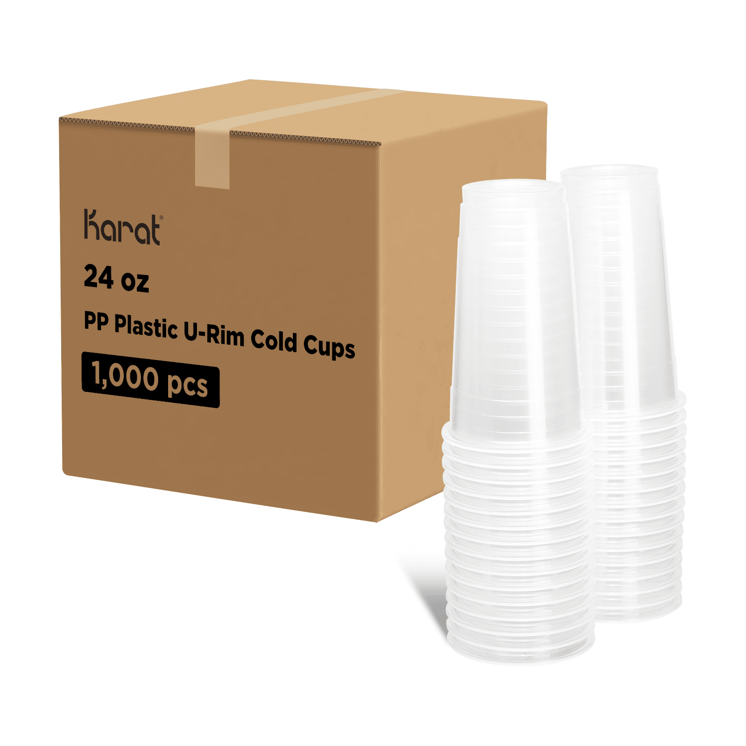Karat 24oz PP Plastic U-Rim Cold Cups (95mm) - 1,000 pcs