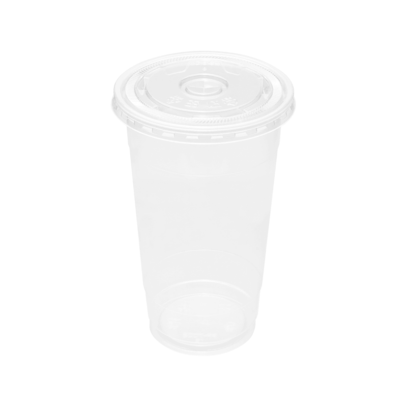 24 Oz Disposable Plastic To Go Cups with Flat Lids and Straws - For Parties