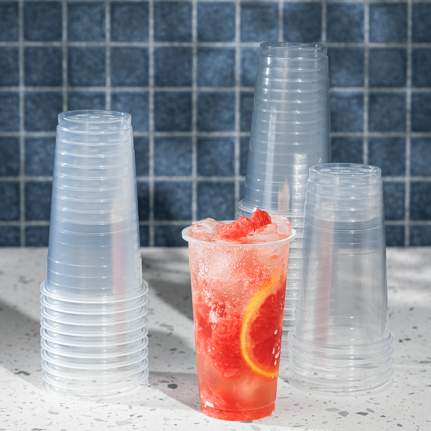 [1,000 pcs] 24oz PP Plastic U-Rim Cold Cups (95mm)