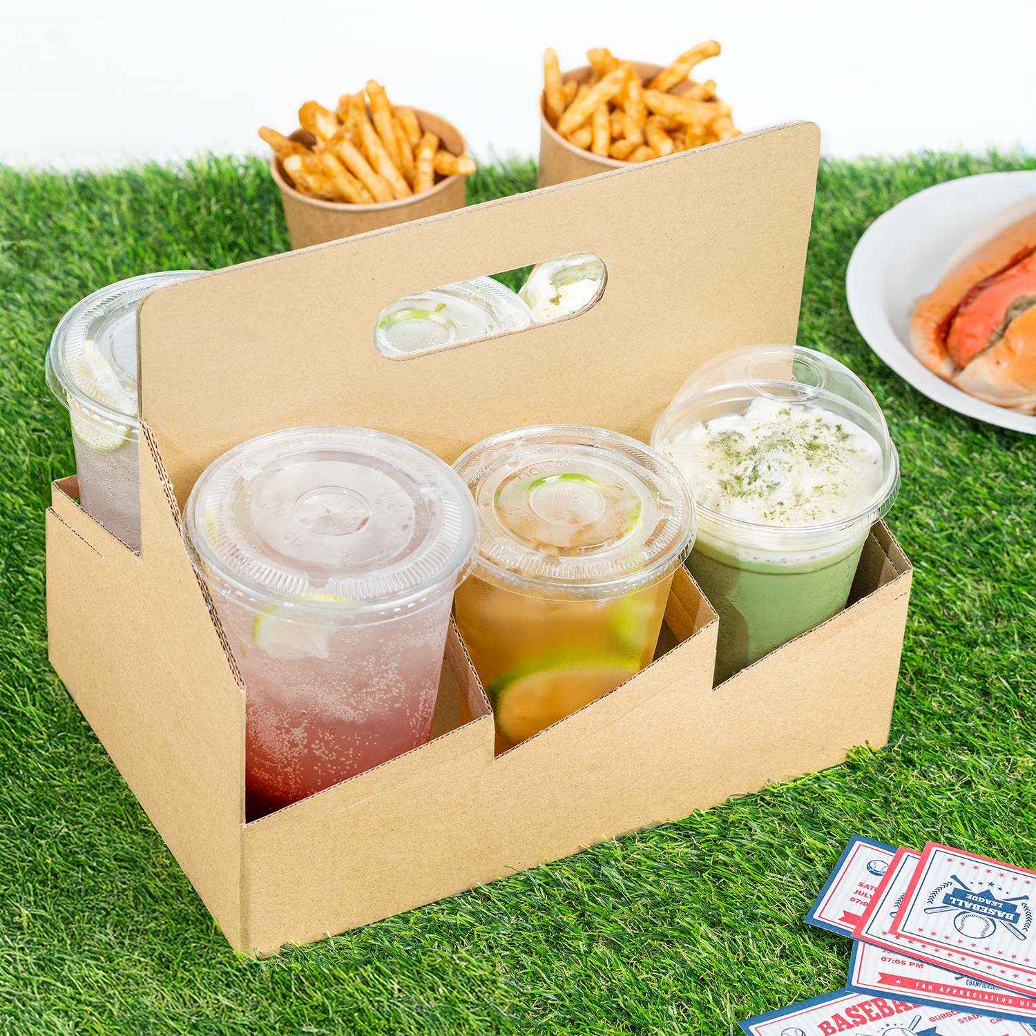 [100 ct] Drink Carrier with Handle , for 6 Cups (12-32 oz), Paperboard