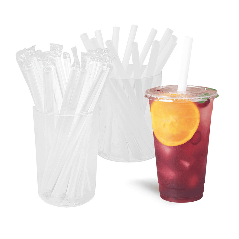 Angle Cut Wrapped Boba Straw 1800ct Assorted Colors 12 mm - Frozen