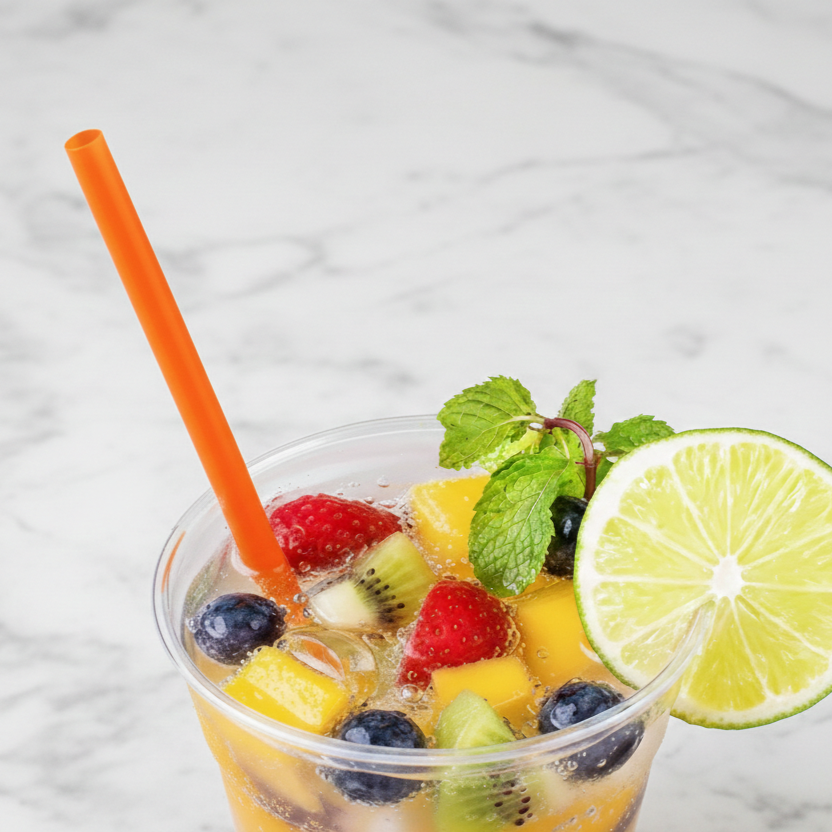 [2,500 ct] Giant Straws | Individually Wrapped | Orange (0.31" x 9")