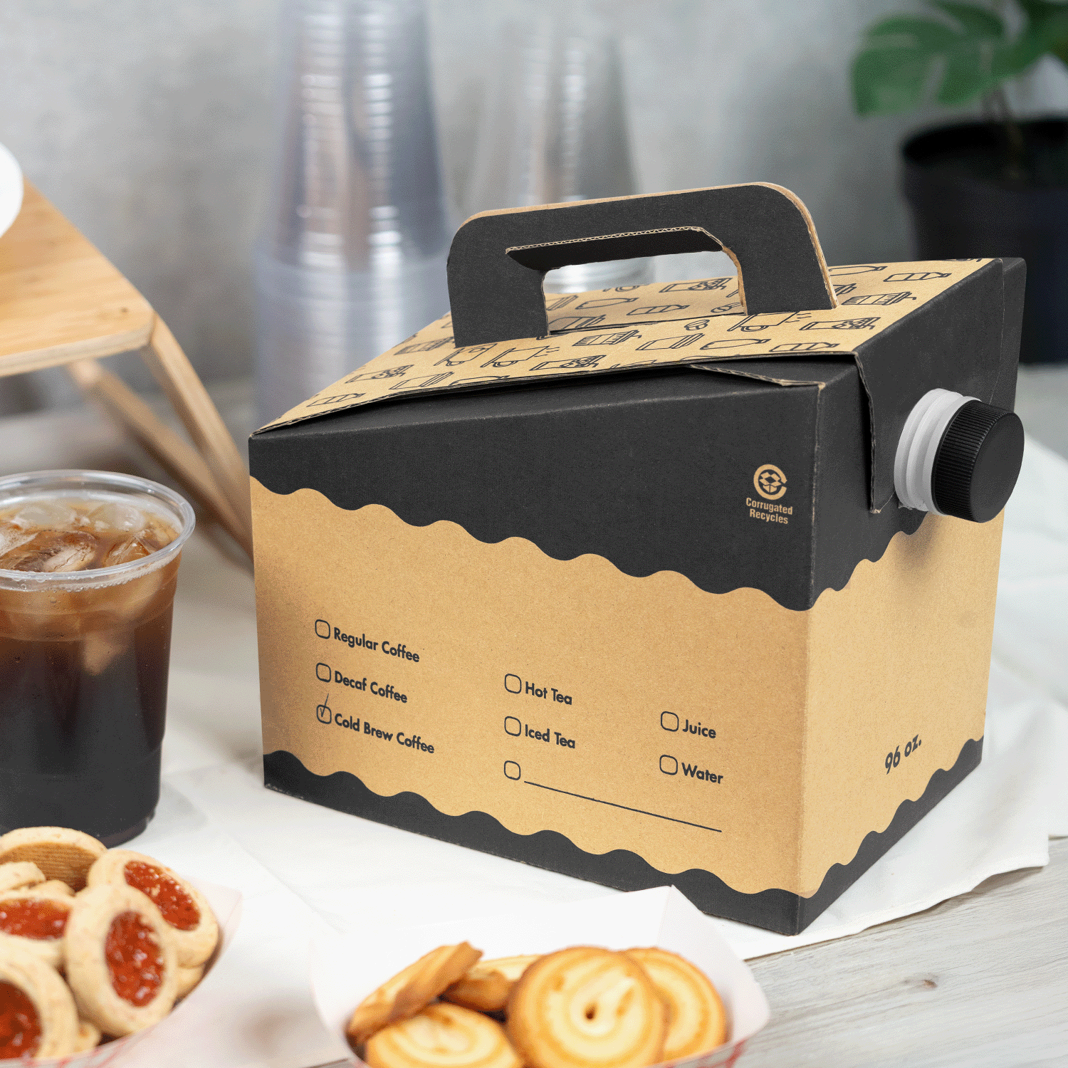 [25 ct] 96 oz Beverage Take-Out Container, Kraft