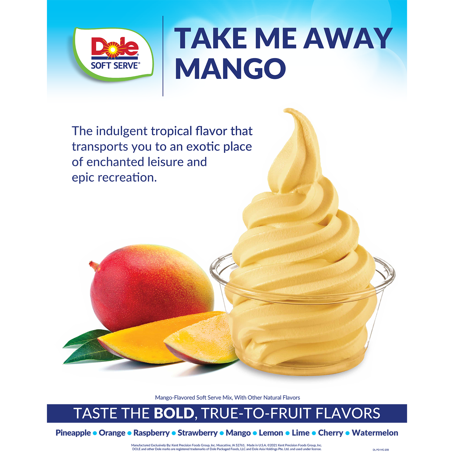 Dole Soft Serve Mix - Mango - Bag (4.4 lbs)