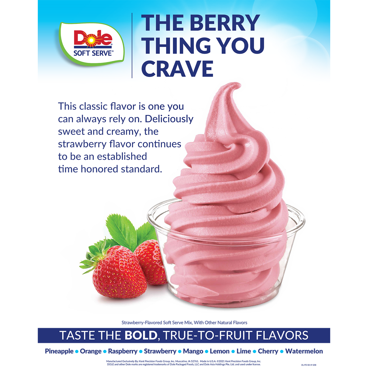 Dole Soft Serve Mix Strawberry Bag (4.4 lbs) LollicupStore