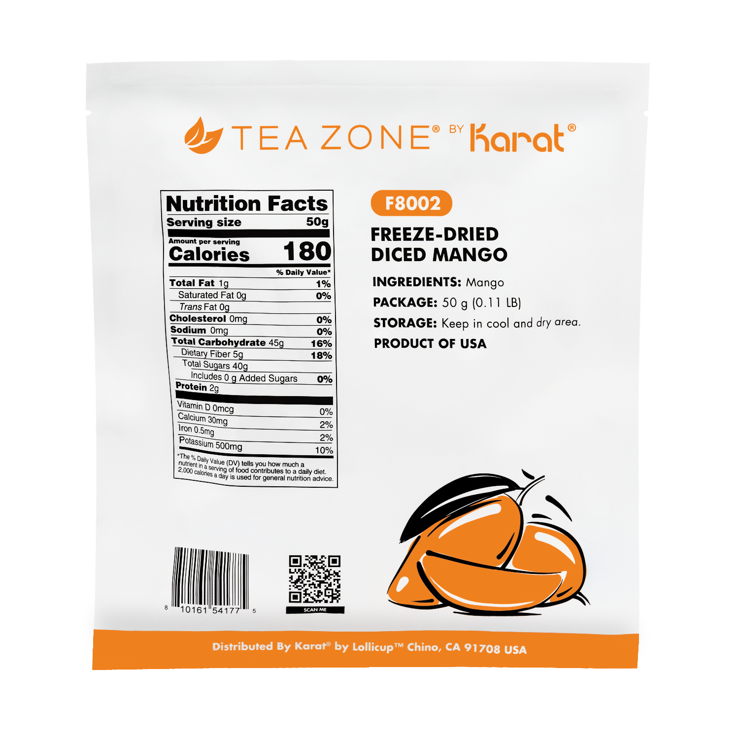 Tea Zone Freeze-Dried Mango, Diced - Case of 12 bags