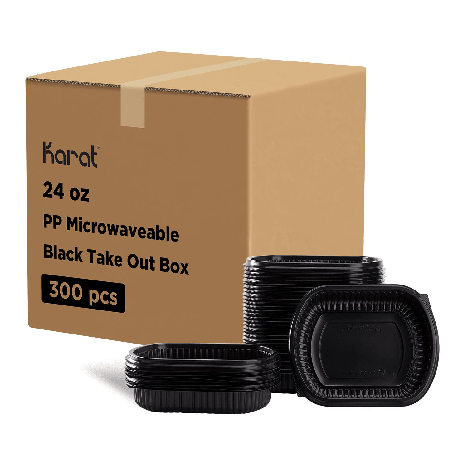 24 oz PP Microwaveable Black Take Out Box - 300 pcs