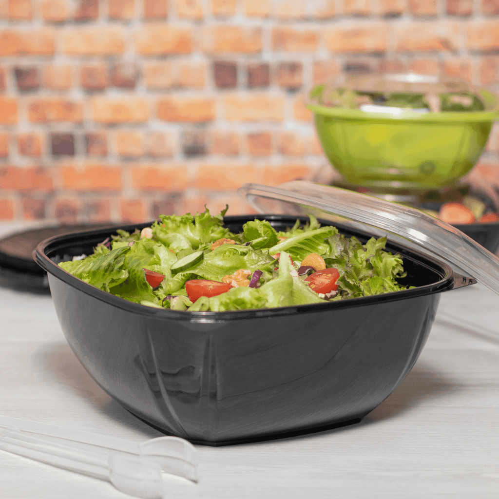 50 ct.160 oz. Disposable Plastic Salad Bowls & Lids Storage, Takeout,  Restaurant
