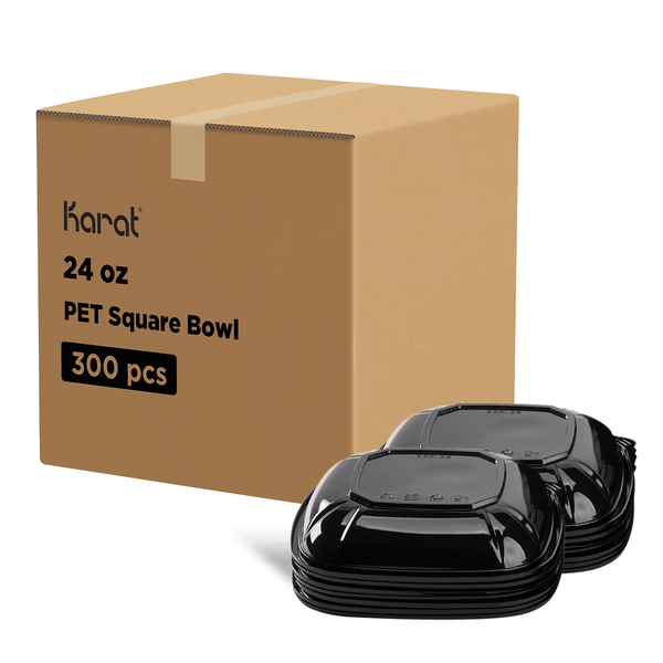 Black Karat 24oz PET Square Bowl
