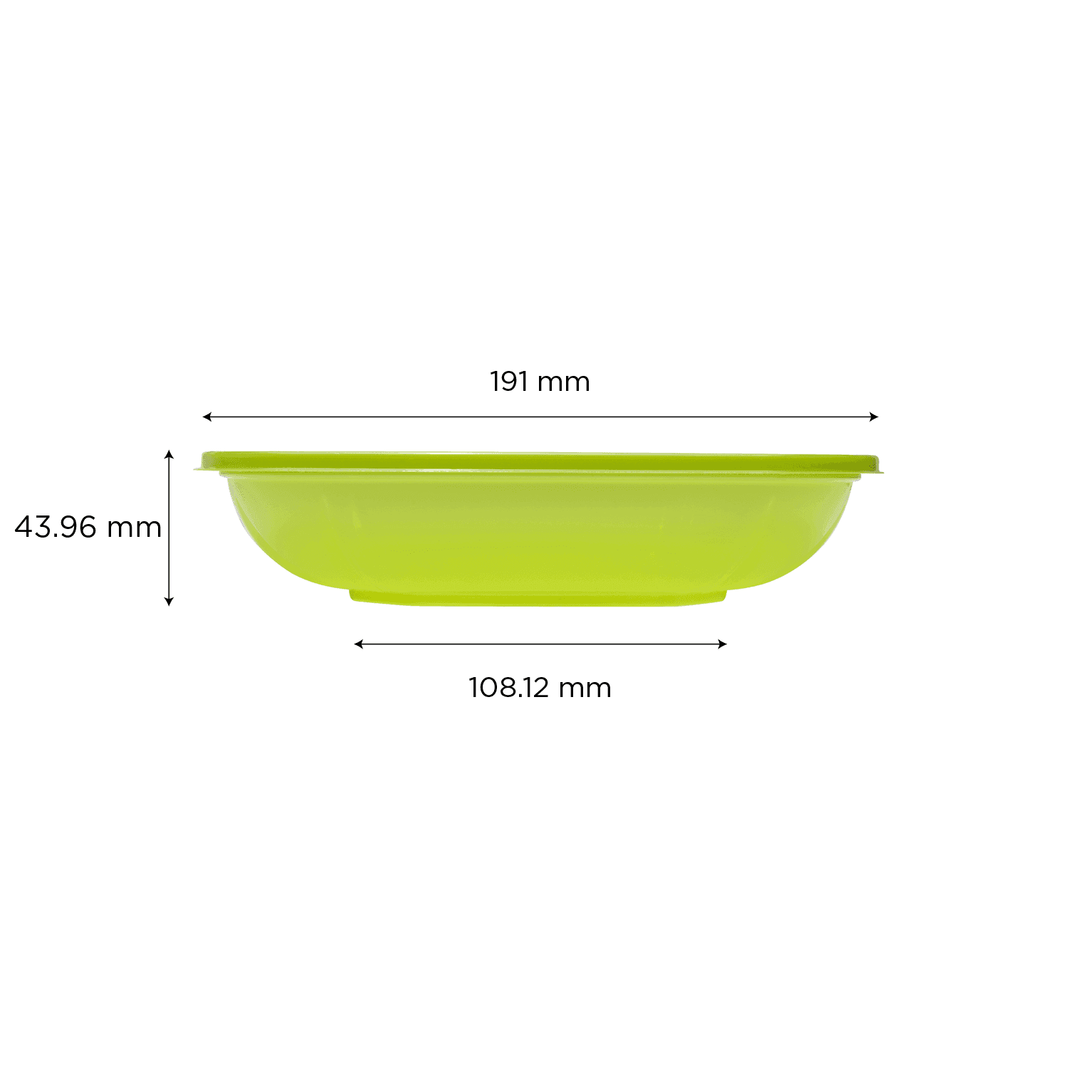 Green Karat 24oz PET Square Bowl with Dimensions