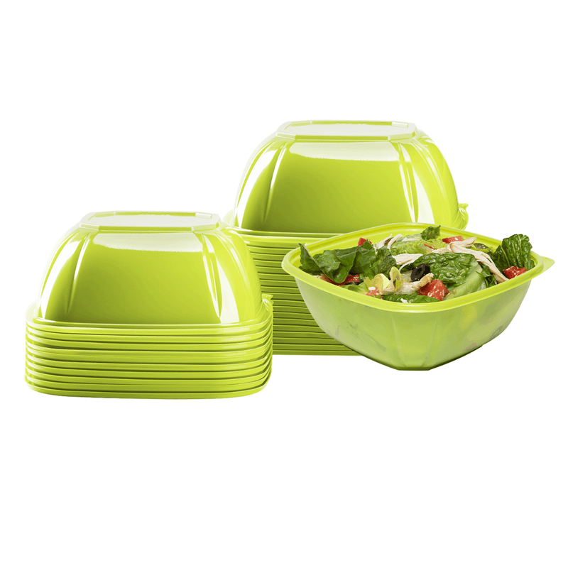 Karat 48oz PET Square Bowl, Green - 300 pcs