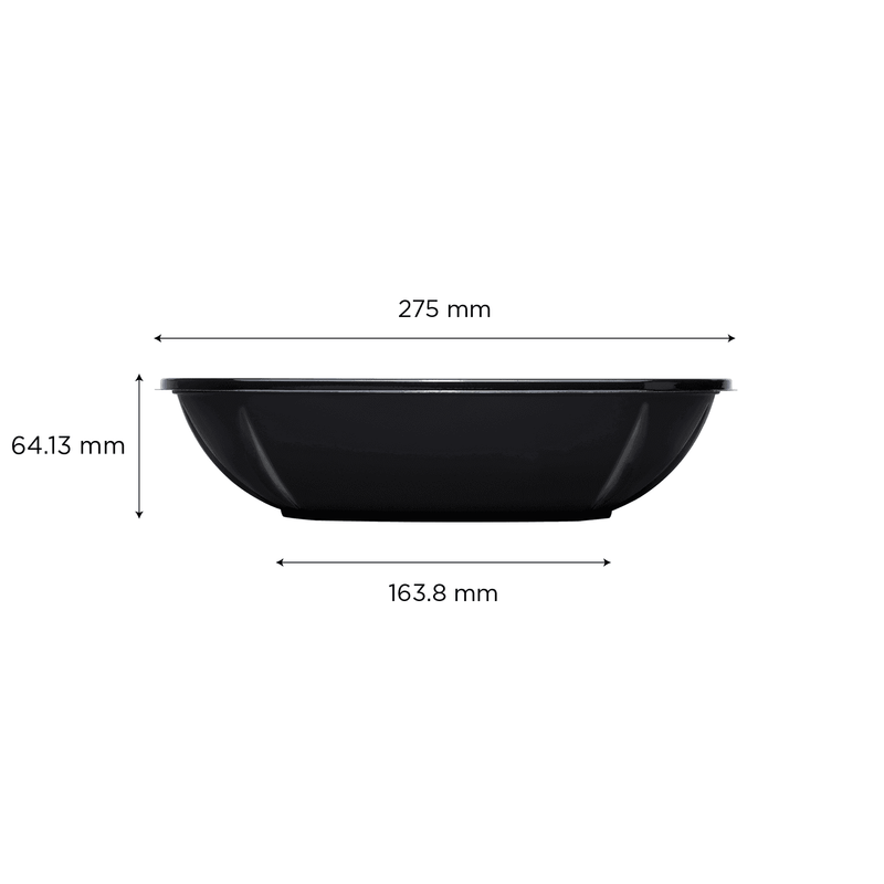 Plastic Bowls - Black Oval Serving Bowls