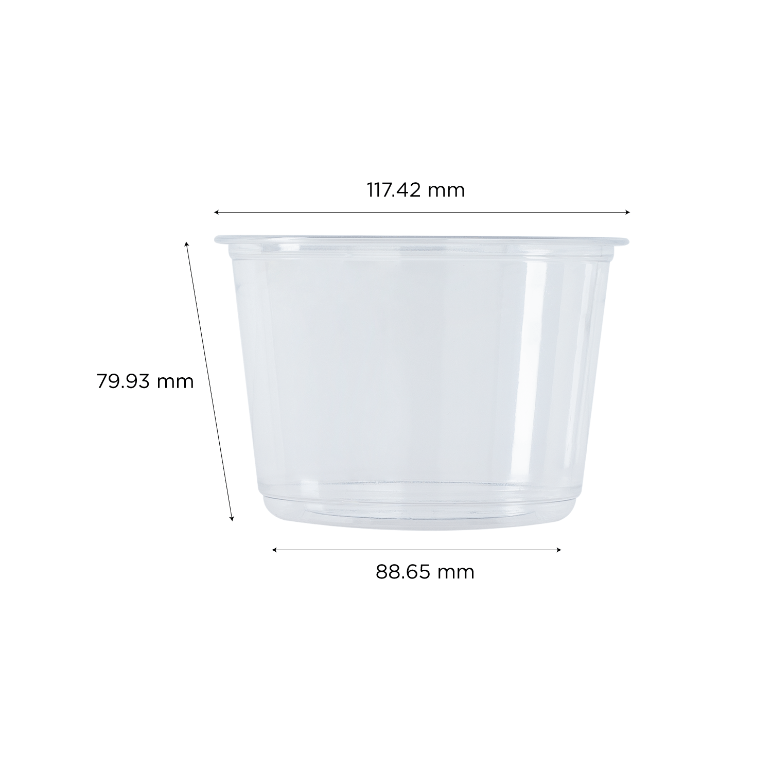 Clear Karat 16oz PET Round Deli Container with measurements