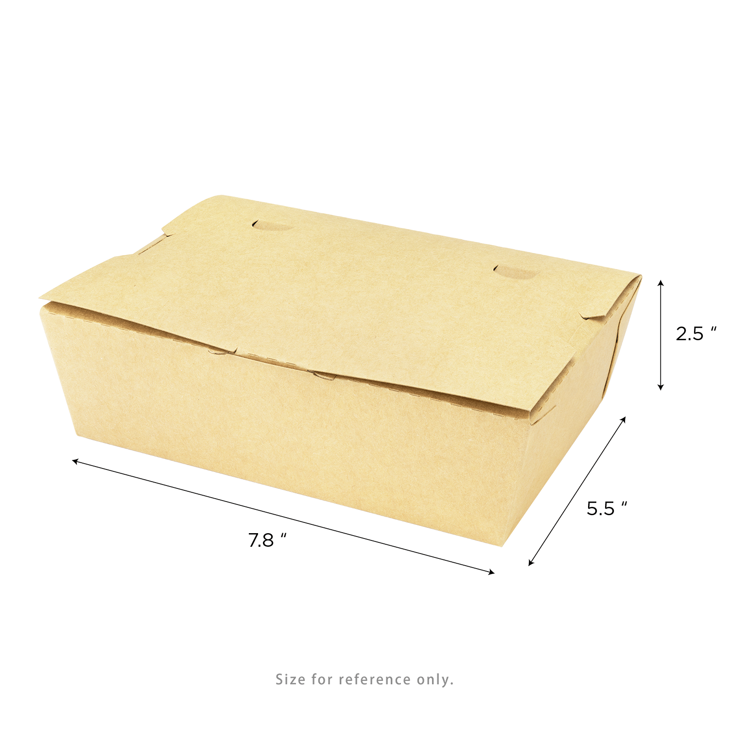 [200 ct] Paper Folding Take-Out Container | Vented Holes | 63 fl. oz | Kraft