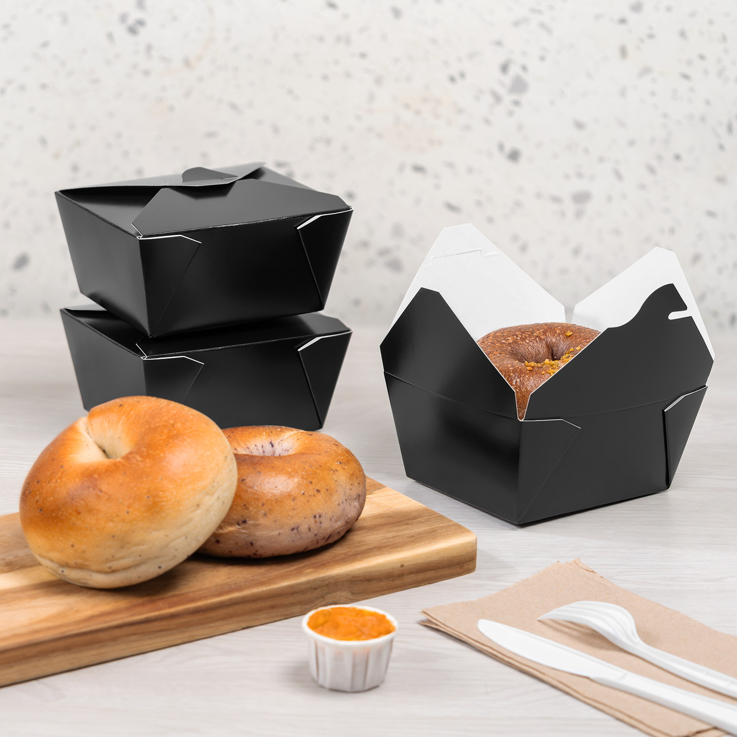 [450 ct] Paper Fold To-Go Containers | 30 fl oz | Black