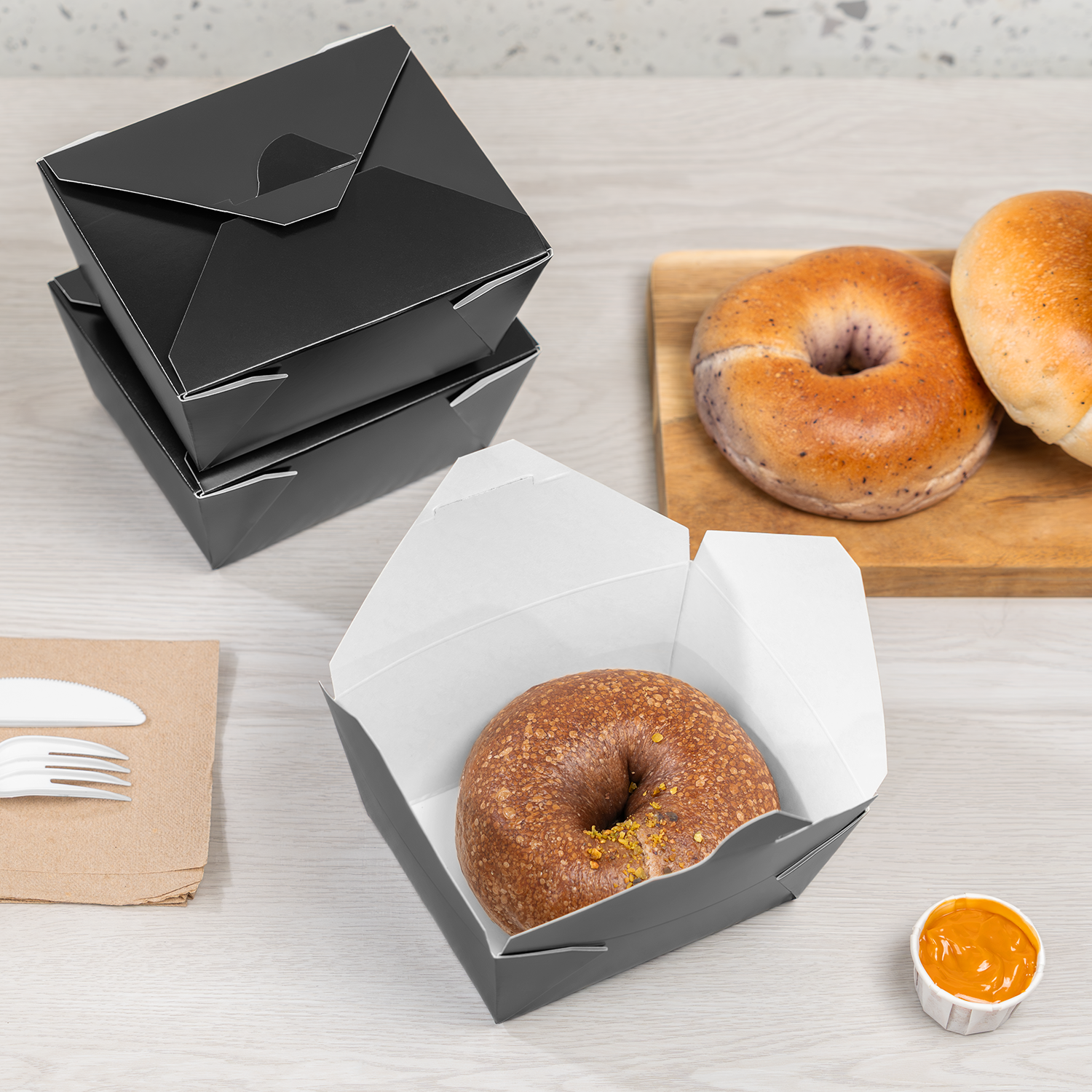 [450 ct] Paper Fold To-Go Containers | 30 fl oz | Black