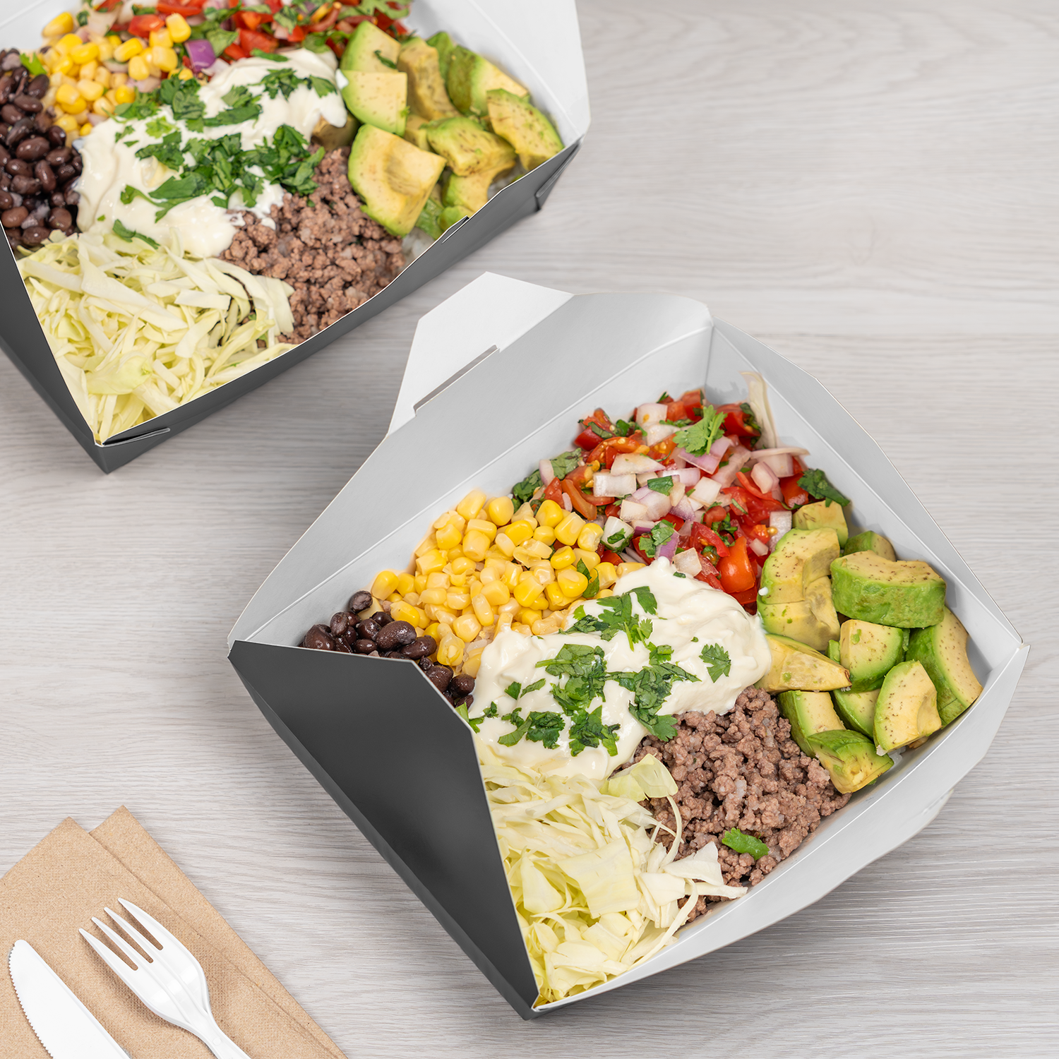 [200 ct] Paper Fold To-Go Containers | 54 fl oz | Black