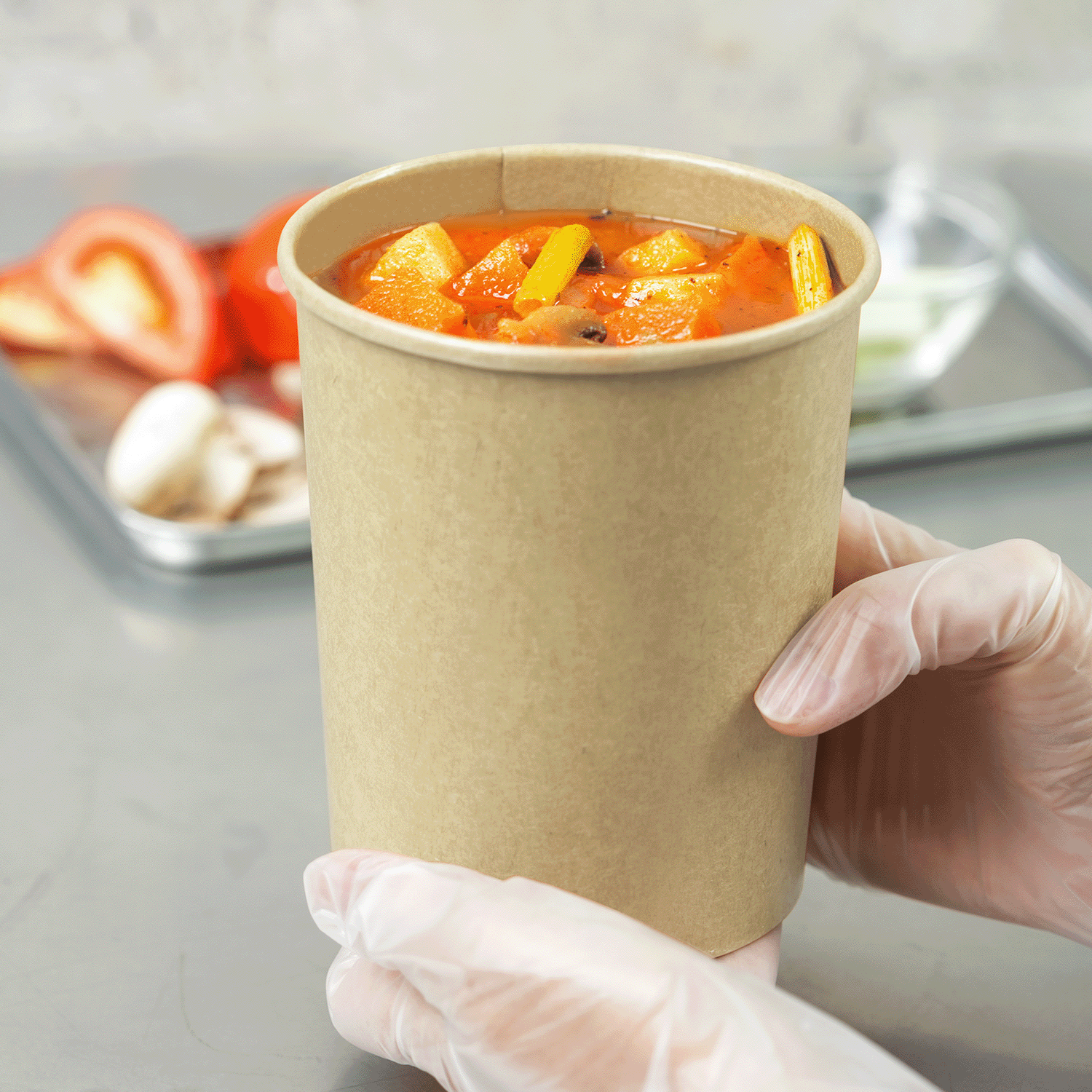 32 oz Gourmet Paper Food Container, Kraft (115mm) - 500 pcs