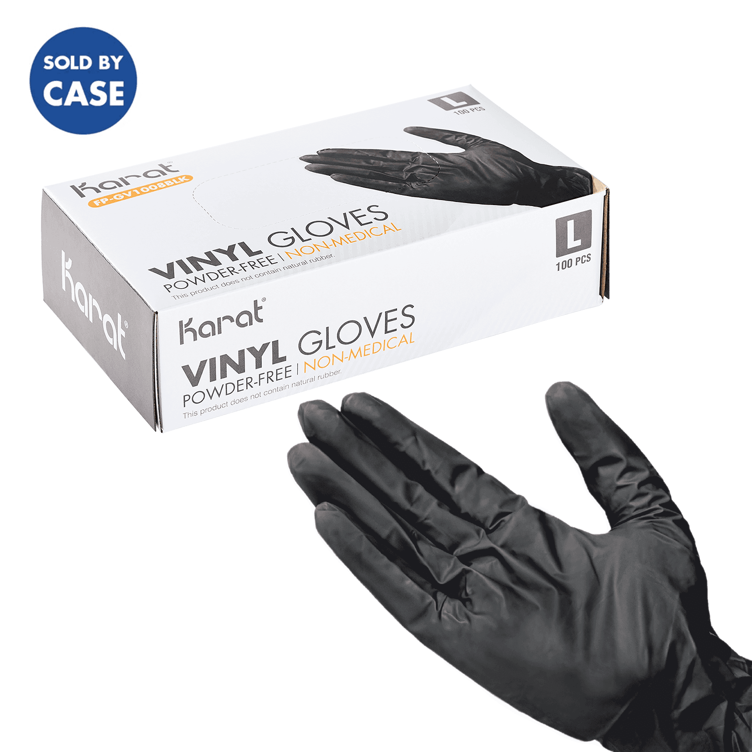 [1,000 ct] Vinyl Gloves | Latex-Free | Powder-Free | Black | Large