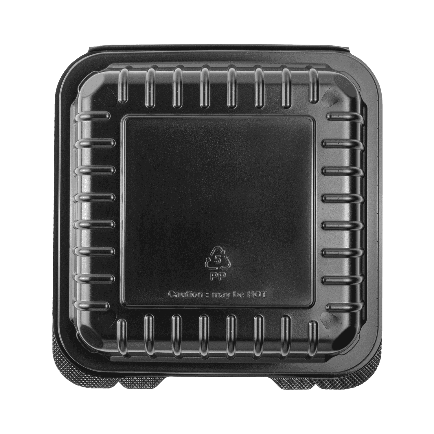 Karat 8'' x 8" Black PP Hinged Container, Black - 250 pcs