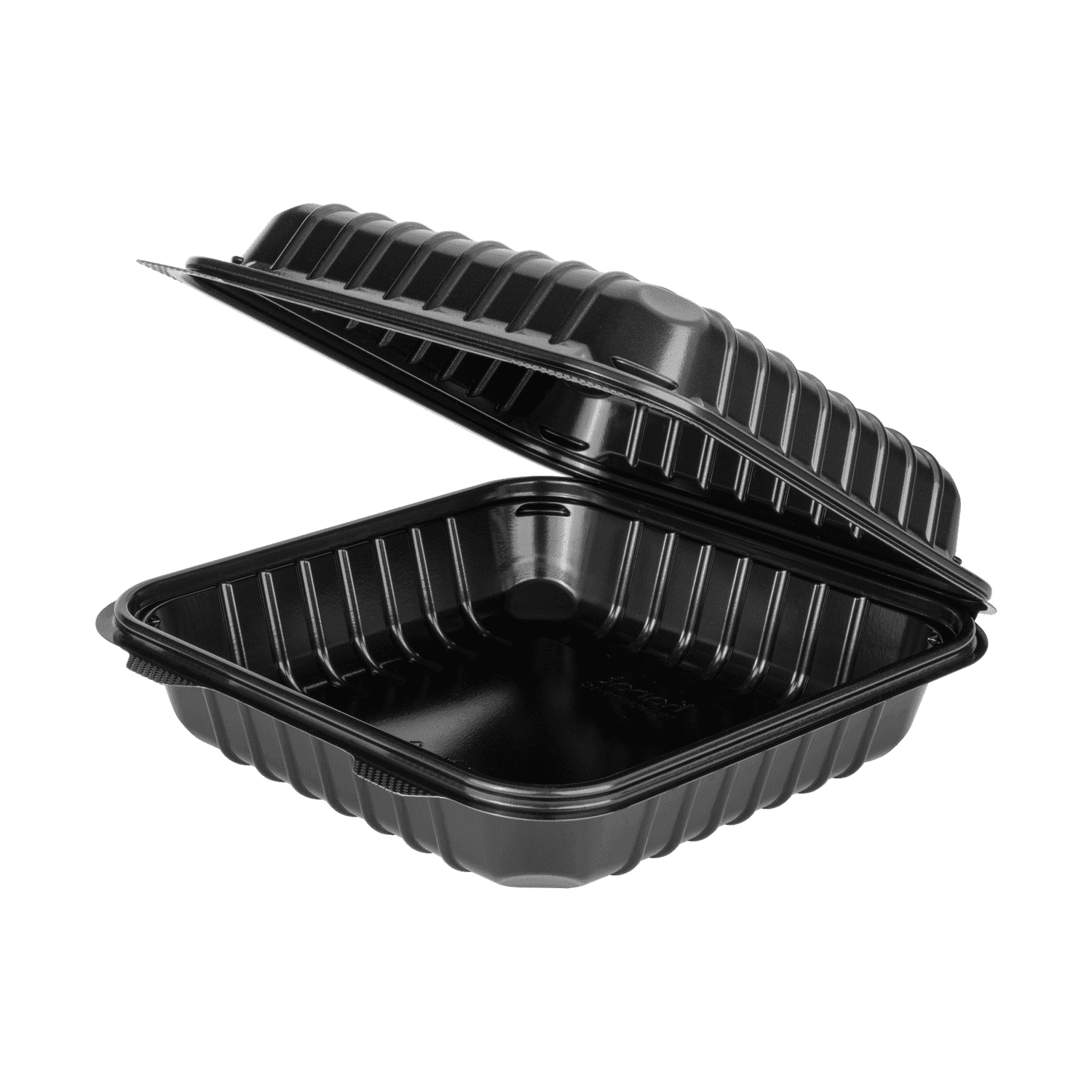 Karat 8'' x 8" Black PP Hinged Container, Black - 250 pcs