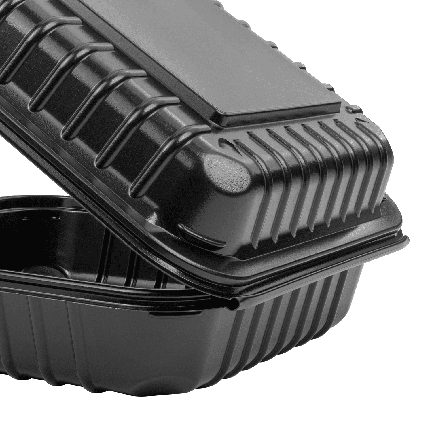 Karat 8'' x 8" Black PP Hinged Container, Black - 250 pcs