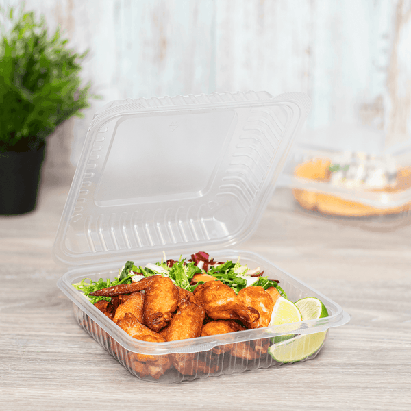 200 ct] 9'' x 9'' Hinged Food Containers | PP | Clear – LollicupStore