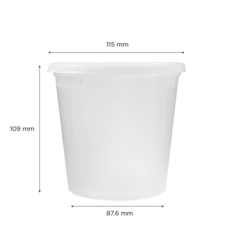 Karat 24oz PP Plastic Injection Molded Deli Containers & Lids with dimenstions