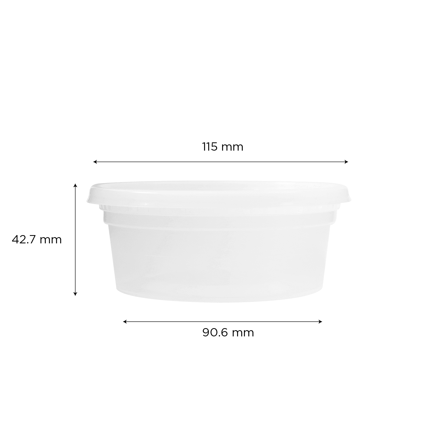 Clear Karat 8oz PP Plastic Injection Molded Deli Containers & Lids with measaurements