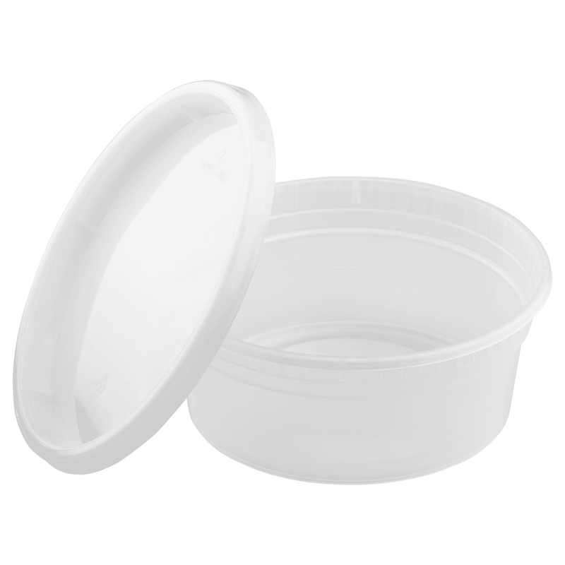 Karat 8 Ounce Reusable Polypropylene Deli Containers with Lids (Pack of 240)