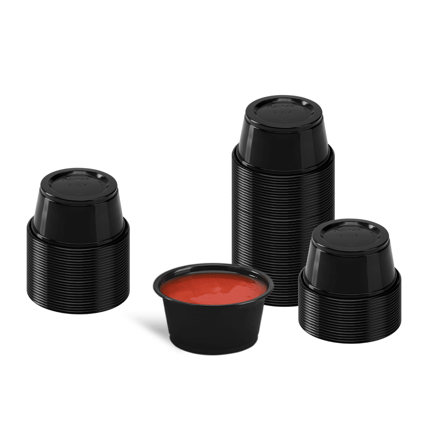 Karat 2 oz PP Plastic Portion Cups, Black - 2,500 pcs
