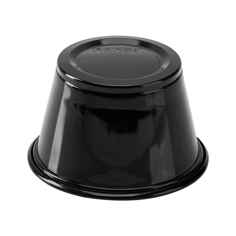 Black Karat 4 oz PP Plastic Portion Cups upside down