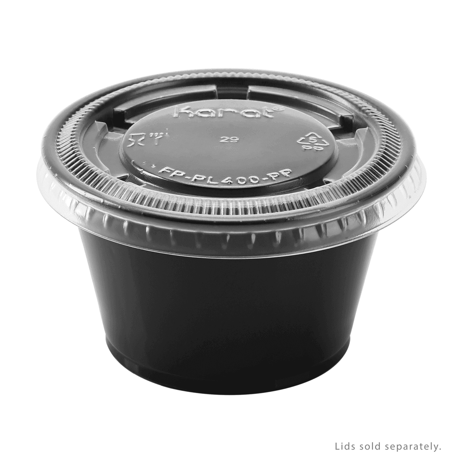 Black Karat 4 oz PP Plastic Portion Cups with clear lid