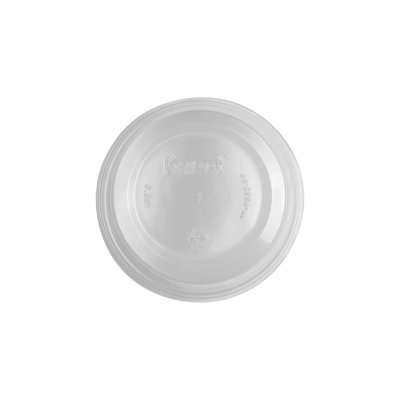 Clear Karat 5.5 oz PP Plastic Portion Cups underneath