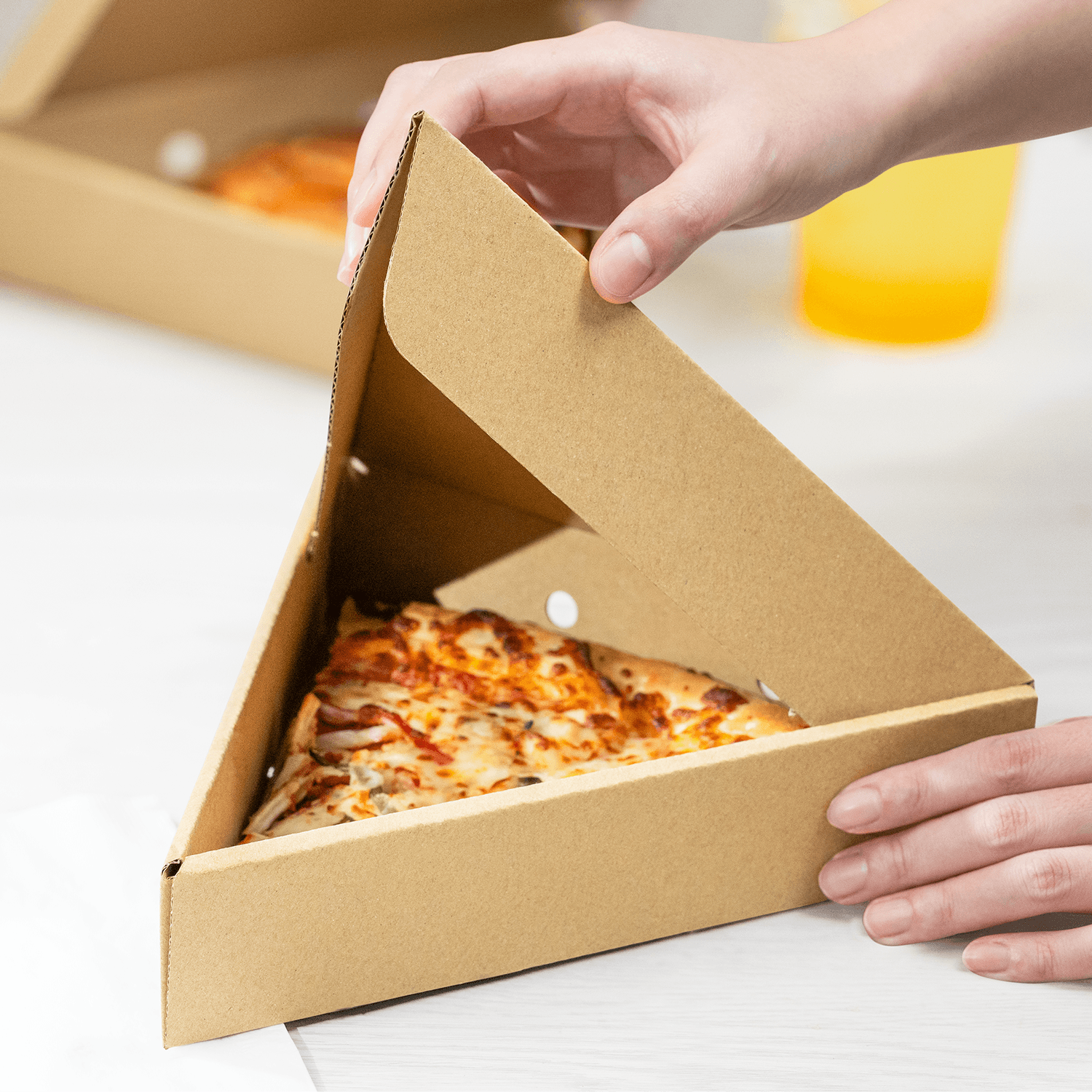 [100 ct] Corrugated Pizza Slice Box, Kraft